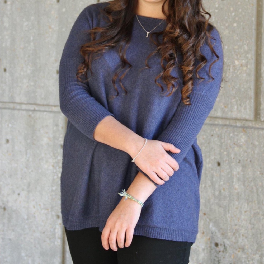 Blue wide neck sweater
